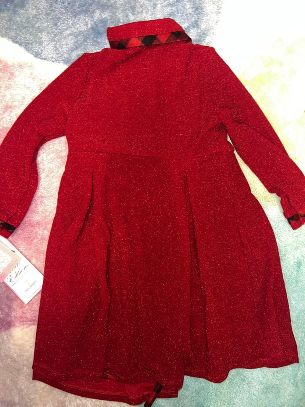 NEW Rare Editions Sparkle Red Coat with Black-Red Plaid Accents and Plaid Dress - Picture 9 of 10